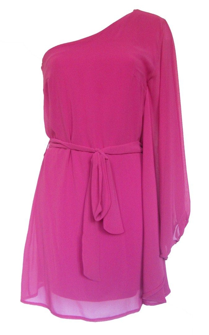 vestido asimetrico rosa
